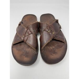 Mark Nason Men's Brown Leather Sandals Distressed Slides Sz 10